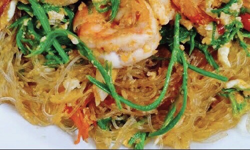 วุ้นเส้นผัดชะอมกุ้ง