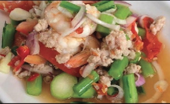 ยำคะน้ากุ้งสด